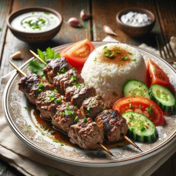 Mutton Kebab with Rice 